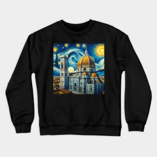 Italy Florence Cathedral Duomo Starry Night - Beautiful Iconic Places Crewneck Sweatshirt